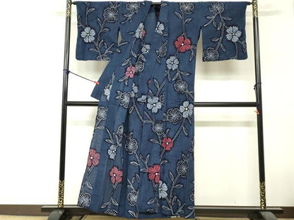 平和屋着物∴夏物　浴衣　有松鳴海絞り　草花文　綿　逸品　DABI8651cd
