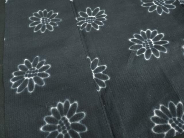 平和屋着物∴夏物　浴衣　注染　舞花文　黒地　日本製　綿　逸品　DABI8657cd
