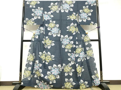 平和屋着物∴夏物　浴衣　注染　紫陽花　逸品　DABI8664cd
