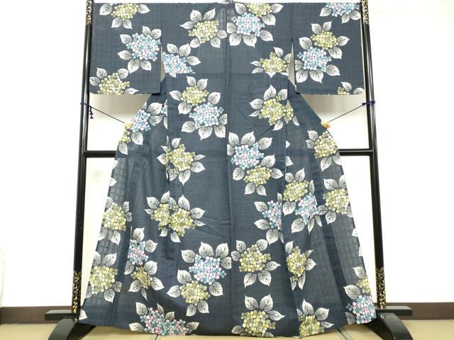 平和屋着物∴夏物　浴衣　注染　紫陽花　逸品　DABI8664cd