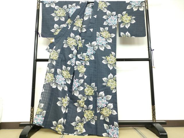 平和屋着物∴夏物　浴衣　注染　紫陽花　逸品　DABI8664cd