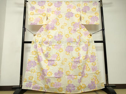 平和屋着物∴夏物　綿紅梅　浴衣　秋桜　コスモス　綿　逸品　DABI8665cd