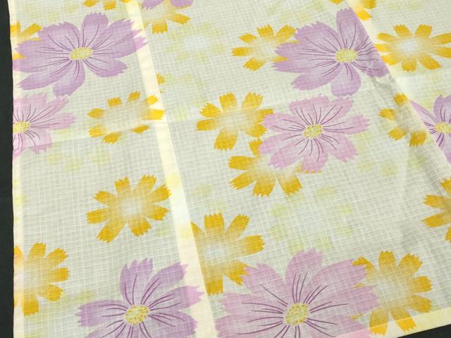 平和屋着物∴夏物　綿紅梅　浴衣　秋桜　コスモス　綿　逸品　DABI8665cd