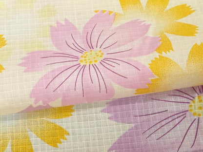 平和屋着物∴夏物　綿紅梅　浴衣　秋桜　コスモス　綿　逸品　DABI8665cd