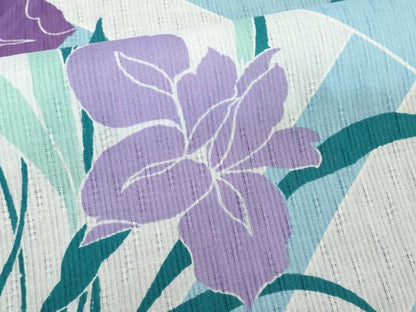 平和屋着物∴夏物　浴衣　草花文　杜若　カキツバタ　綿　逸品　DABI8668cd