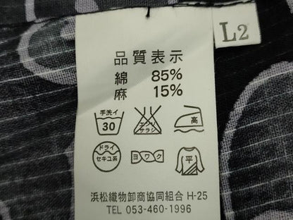 平和屋着物∴夏物　男性　小紋・浴衣兼用　龍　瑞雲　黒地　綿麻　逸品　未使用　DABI8669cd