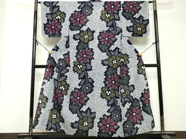 平和屋着物∴夏物　浴衣　有松鳴海絞り　草花文　綿　逸品　DABI8671cd