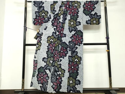 平和屋着物∴夏物　浴衣　有松鳴海絞り　草花文　綿　逸品　DABI8671cd