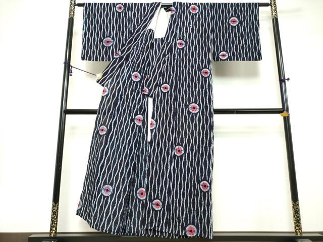 平和屋着物∴夏物　浴衣　有松鳴海絞り　立涌丸文　綿　逸品　DABI8672cd