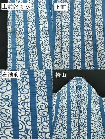 平和屋着物∴夏物　浴衣　綿絽　注染　流水文　間道　綿　逸品　DABI8676cd
