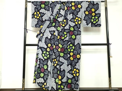 平和屋着物∴夏物　浴衣　有松鳴海絞り　草花文　綿　逸品　DABI8677cd