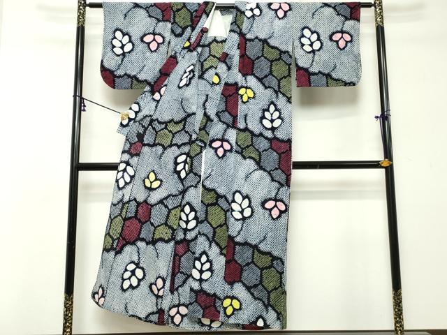 平和屋着物∴夏物　浴衣　有松鳴海絞り　亀甲花文　綿　逸品　DABI8678cd