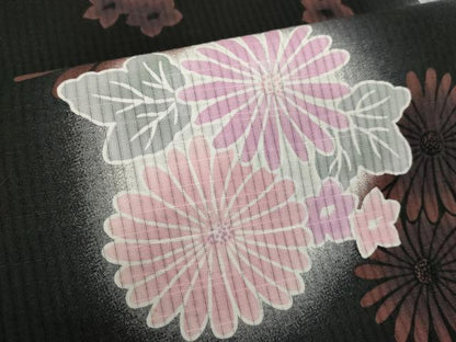 平和屋着物∴夏物　浴衣　舞花文　黒地　綿　逸品　DABI8684cd