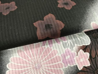 平和屋着物∴夏物　浴衣　舞花文　黒地　綿　逸品　DABI8684cd