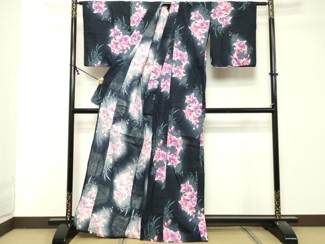 平和屋着物∴夏物　浴衣　草花文　蘭　逸品　DABI8696cd