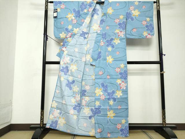 平和屋着物∴夏物　浴衣　流水舞桜文　逸品　DABI8697cd