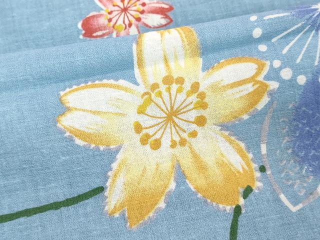 平和屋着物∴夏物　浴衣　流水舞桜文　逸品　DABI8697cd