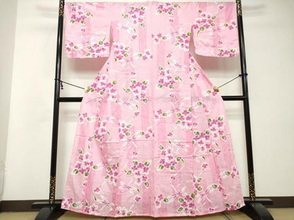 平和屋着物∴夏物　浴衣　トンボ　紫陽花　銀糸　逸品　DABI8698cd