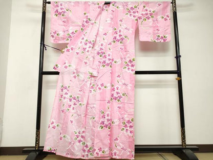 平和屋着物∴夏物　浴衣　トンボ　紫陽花　銀糸　逸品　DABI8698cd
