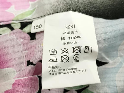 平和屋着物∴夏物　浴衣　舞蝶文　牡丹　黒地　綿　逸品　DABI8700cd
