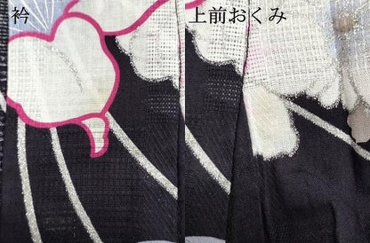 平和屋着物∴夏物　浴衣　薬玉花文　銀彩　綿　逸品　DABI8702cd