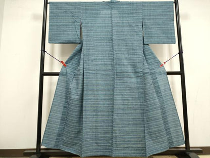 平和屋着物∴夏物　阿波しじら織　浴衣　横段文　綿　逸品　DABI8707cd