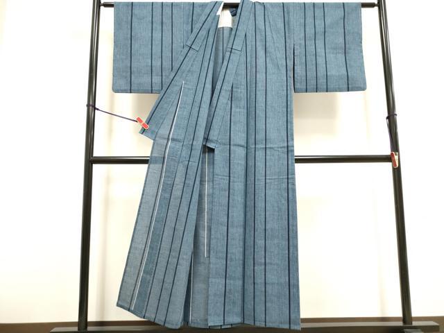 平和屋着物∴夏物　阿波しじら織　浴衣　間道　綿　逸品　DABI8708cd