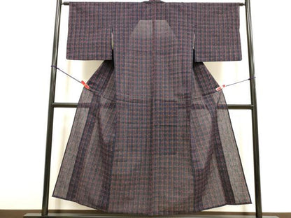 平和屋着物∴夏物　阿波しじら織　浴衣　格子　綿　逸品　DABI8709cd
