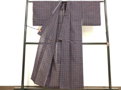 平和屋着物∴夏物　阿波しじら織　浴衣　格子　綿　逸品　DABI8709cd