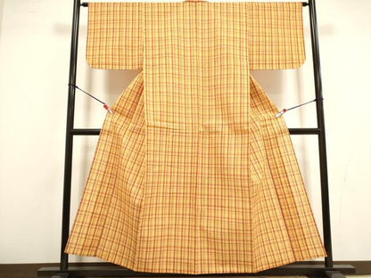 平和屋着物∴夏物　阿波しじら織　格子　浴衣　綿　逸品　未使用　DABI8712cd