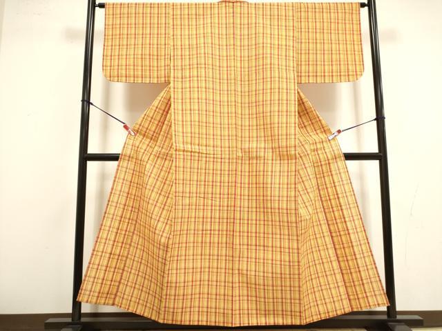 平和屋着物∴夏物　阿波しじら織　格子　浴衣　綿　逸品　未使用　DABI8712cd