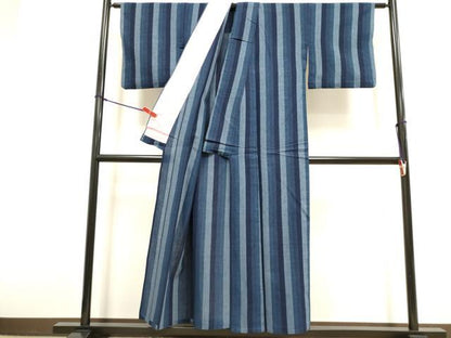 平和屋着物∴夏物　阿波しじら織　浴衣　間道　綿　逸品　DABI8713cd