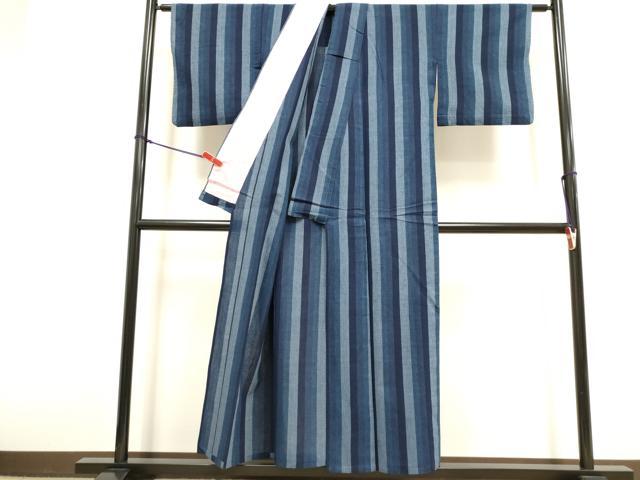 平和屋着物∴夏物　阿波しじら織　浴衣　間道　綿　逸品　DABI8713cd