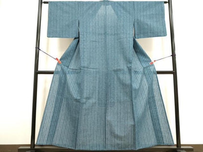 平和屋着物∴夏物　阿波しじら織　浴衣　変わり縞　綿　逸品　DABI8714cd