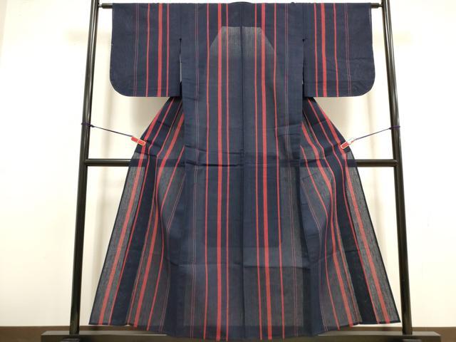 平和屋着物∴夏物　阿波しじら織　浴衣　間道　綿　逸品　未使用　DABI8715cd
