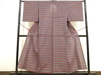 平和屋着物∴夏物　阿波しじら織　浴衣　格子　綿　逸品　DABI8716cd