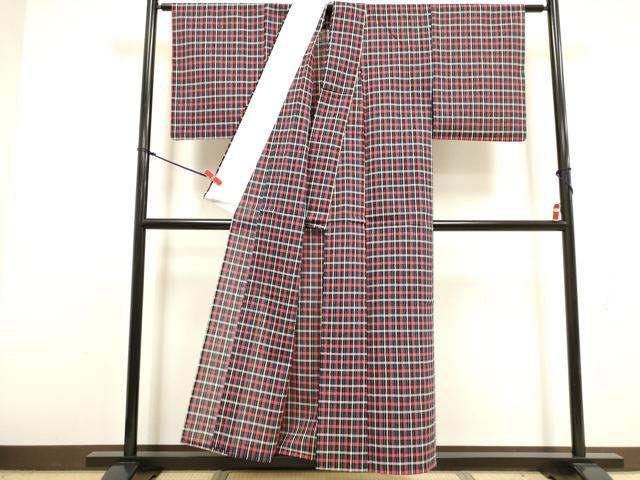 平和屋着物∴夏物　阿波しじら織　浴衣　格子　綿　逸品　DABI8716cd