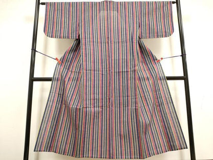 平和屋着物∴夏物　阿波しじら織　浴衣　間道　綿　逸品　DABI8718cd