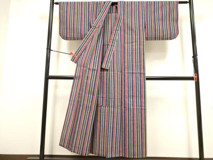 平和屋着物∴夏物　阿波しじら織　浴衣　間道　綿　逸品　DABI8718cd