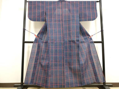 平和屋着物∴夏物　阿波しじら織　浴衣　格子　綿　逸品　DABI8721cd