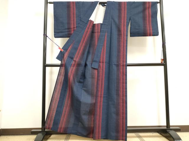 平和屋着物∴夏物　阿波しじら織　浴衣　間道　綿　逸品　DABI8724cd