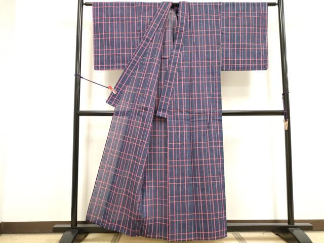 平和屋着物∴夏物　阿波しじら織　浴衣　間道　綿　逸品　DABI8725cd