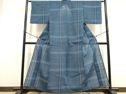 平和屋着物∴夏物　阿波しじら織　浴衣　変わり格子　綿　逸品　DABI8727cd