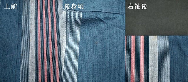 平和屋着物∴夏物　阿波しじら織　浴衣　間道　綿　逸品　未使用　DABI8728cd
