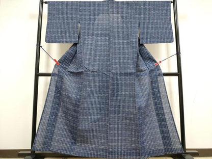 平和屋着物∴夏物　阿波しじら織　浴衣　間道　綿　逸品　DABI8729cd