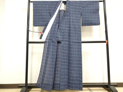 平和屋着物∴夏物　阿波しじら織　浴衣　間道　綿　逸品　DABI8729cd