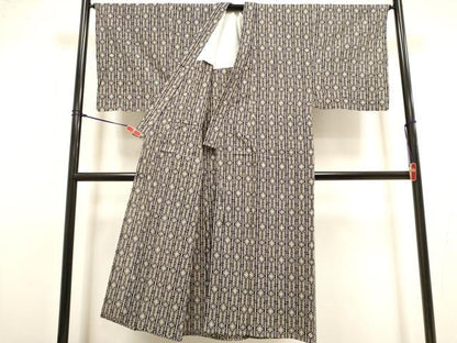 平和屋着物∴夏物　男性　浴衣　注染　手縫い　菱文　間道　綿　逸品　DABI8732cd