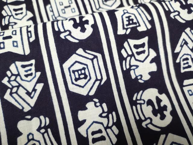 平和屋着物∴夏物　男性　浴衣　注染　纏尽くし　間道　綿　逸品　DABI8735cd