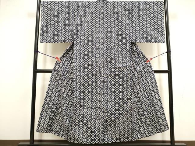 平和屋着物∴夏物　男性　浴衣　注染　手縫い　変わり格子　綿　逸品　DABI8736cd