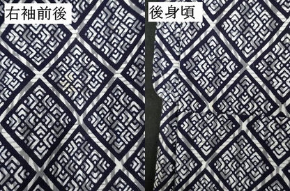 平和屋着物∴夏物　男性　浴衣　注染　手縫い　格子　隈取　綿　逸品　未使用　DABI8741cd